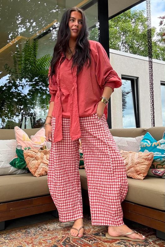 Nonni Gingham 7/8 Barrel Pant Jam
